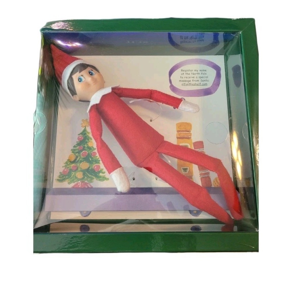 Elf on the Shelf Christmas Tradition Blue Eyes Brown Hair Boy and Book In Box! - Picture 3 of 3
